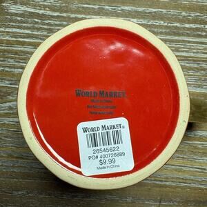 World Market Red and Gold Ceramic Coffee Mug with Gold Heart and Handle
